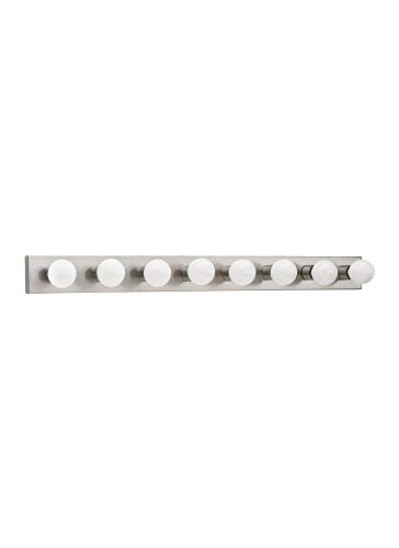 Image of Generation Lighting 4740-98 Center Stage Traditional Eight Light Wall /Bath Vanity Style Fixture Brushed Stainless Finish, 1-Light, cETL Listed, Safety Rated for Wet Locations