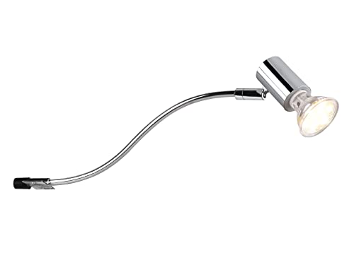 TRIO Beleuchtung LED Badezimmerlampe in Silber Chrom für Spiegelschrank mit schwenkbarem Spot, IP44 Cover