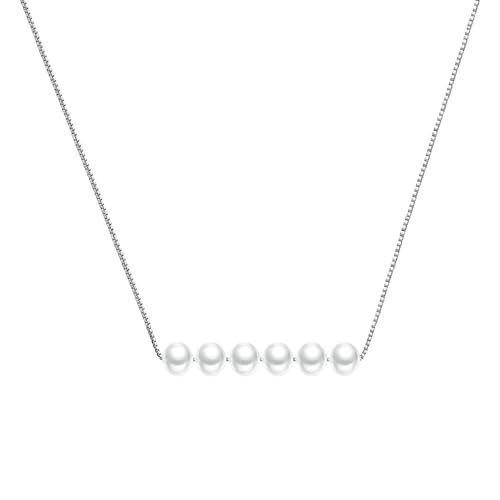 Collier en argent sterling S925 massif, création fine à 6 perles