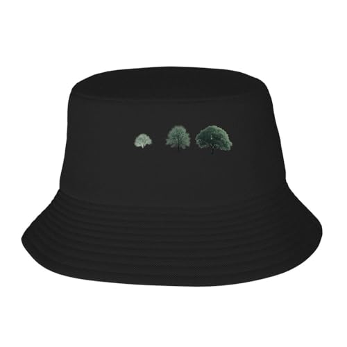 Minimalist Riverside Reflection Tree Silhouette Cap - Lightweight, Woven Polyester Black