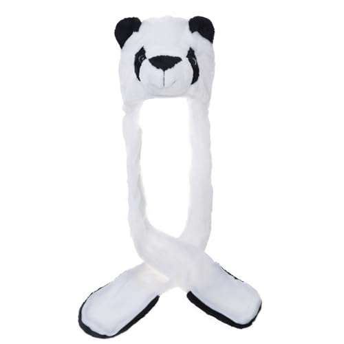 TopTie Panda Faux Fur Cute Animal Ears Hat Mittens Scarf Hood3