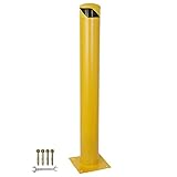 DorBuphan 36-4.5 Bollards 4-1/2" OD 36" Height Safety Bollard Yellow Powder Coat Street Bollard Parking Post 4 Free Anchor Bolts for Garage or Parking Lot