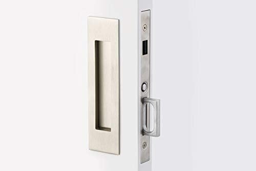 Emtek Pocket Door Mortise - Narrow Modern Rectangular Dummy Function (Polished Nickel)
