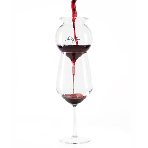 Decantador para vino decantador POP, Aireador para vino decantador de vino con bolas de cristal satinado, accesorios para vino, ideas de regalo, accesorios para el hogar (celeste)