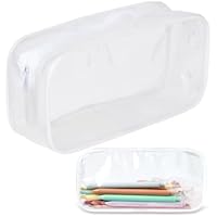 Estuche Escolar Transparente para Estudiantes, Grande Blanco, Exámenes, Estuche Organizador para Viaje de Maquillaje para Mujeres, Neceser Portátil Impermeable, Bolsa de Maquillaje de PVC
