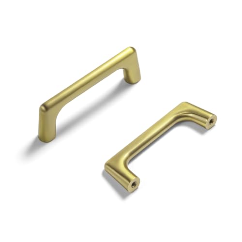 Goo-Ki Brushed Gold Cabinet Pulls with 3'' Hole Centers, Modern Style Zinc Alloy Cabinet Handles for Dresser,Wardrobe,Cupboard- 6 Pack......