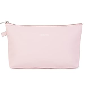 WANDF Cosmetic Bag for Women Makeup bag Organizer Small Mini Makeup Pouch for Purse Water Resistant Girls Gift (Pink)