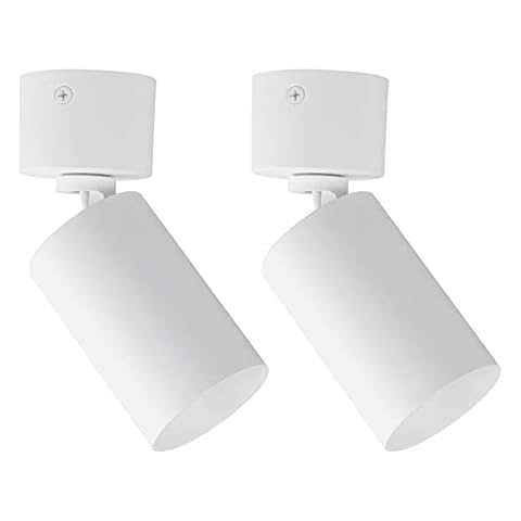 Klighten 2 pcs Ceiling Spots Rotatable Matt White Round Aluminum Ceiling Spotlight Adjustable Cover