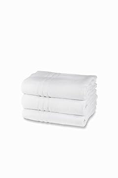 Set Asciugamani Bagno In Spugna 100% Cotone, 3 Asciugamani Viso, Confezione da 3 Pezzi, cm.60x100, 380 gr/mq, Ideali per B&B e Hotel, Resistente ai Lavaggi, Bianco, Linea Essential