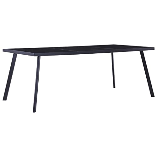 LAPOOH Mesa de Comedor, Mesa Cocina, Mesa Salon Comedor, Mueble Comedor, Mesa Auxiliares, Mesita Comedor, Mesa Multifuncional, de Vidrio Templado Negro 200x100x75 cm
