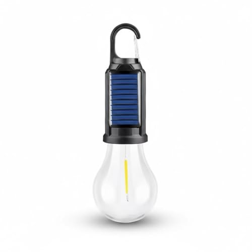 Image of GlowBase Solar Powered Rechargeable Emergency LED Light Bulb, Portable Waterproof Hanging Camping Lantern with 3 Modes & USB Charging, Outdoor Tent Lights (Pack of 1)