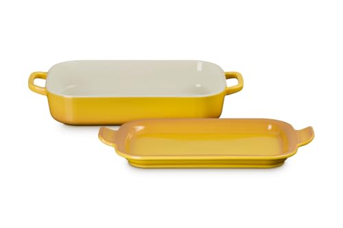 Image of Le Creuset Stoneware Rectangular Dish with Platter Lid, 3 qt., Nectar