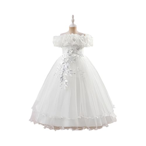 Générique Robe Blanche Fille Bapteme Enfant Enfants Mariage Dhonneur Ceremonie Promo Petite Bal Chic Printemps Ensemble Fille 3 Ans pour Bebe Soiree Ans Carnaval Deguisement Femme Princesse