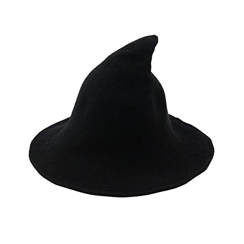 Kid's Wool Witch Hat Wide Brim Spire Knitted Cap for Halloween Party Decor