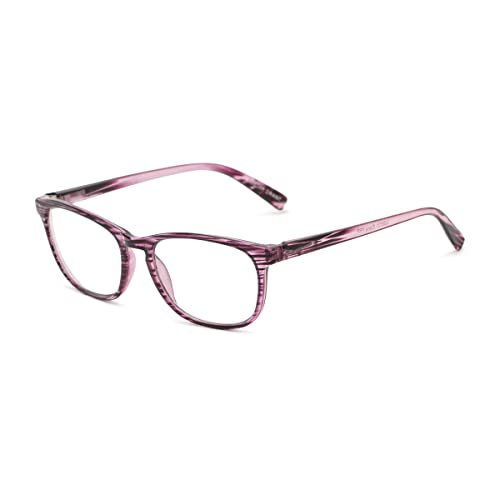 Foster Grant Women's Elana Pop of Power Blue Light Reading Glasses Cat Eye, Purple, 53mm + 2.5