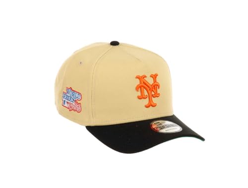 New Era New York Mets MLB World Series 1986 Sidepatch Vegas Gold Black 9Forty A-Frame Snapback Cap - One-Size