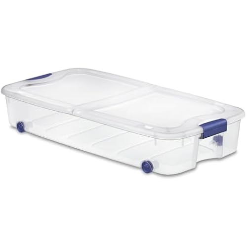 66 Quart Large Capacity Underbed Storage Container with Wheels & Lid | Clear Plastic Rolling Storage Bin for Bedroom, Closet Organization | 39.5” Design for Blankets, Seasonal Clothing & Holiday Decor