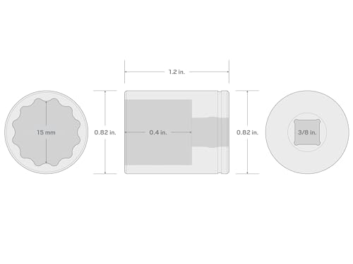 Image of TEKTON 3 /8 Inch Drive x 15 mm Shallow 12-Point Socket | SHD12315