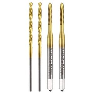#US 4pcs Tap and Drill Bit Set M2 x 0.4 Spiral Point Tap 1.6mm Drill Bit Ti-Coated
