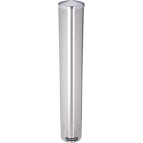 San Jamar C4200PF Stainless Steel Pull Type Foam Beverage Cup Dispenser, Fits 4oz to 10oz Cup Size, 2-3/4" to 3-3/8" Rim, 23-1/2" Tube Length Cover