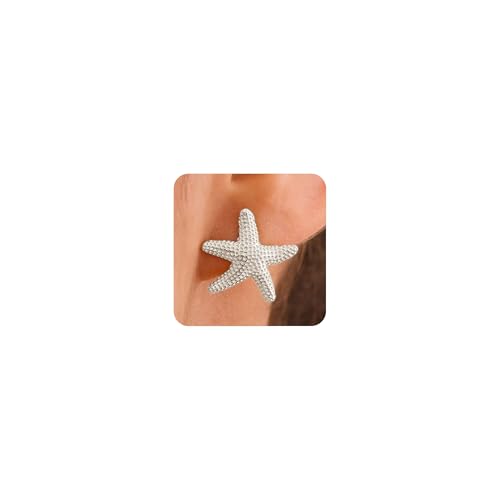 HANLI Estrella de Mar Pendientes Mujer Plata Antialergicos Verano Playa Minimalistas Joyas para Mujer