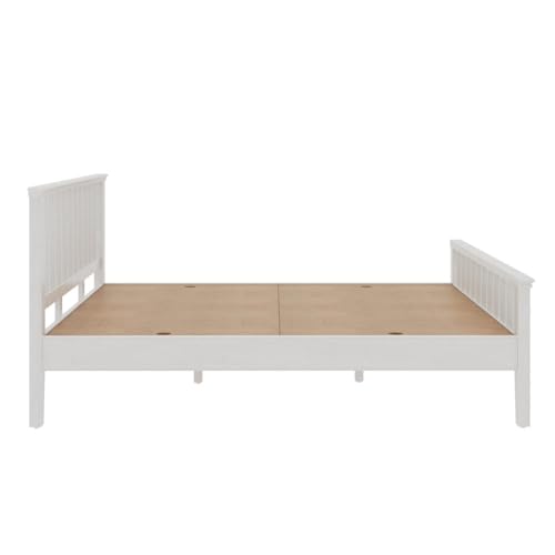 Image of Wakefit Bed | King (78 X 72) Solid Wood Bed Without Storage, 3 Year Warranty | - Kairavi - White Matt