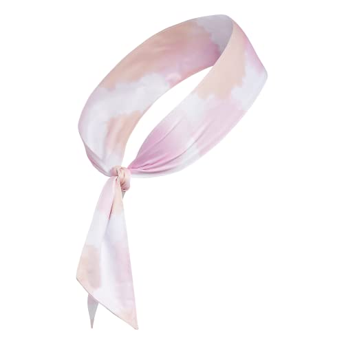 Image of adidas Alphaskin Tie Headband, Frost Pink-Vapour Pink Color Wash /Grey, One Size