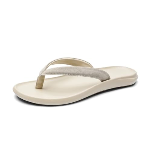 MOQIDFSYNS Sandalias De Playa De Cuero Genuino for Hombre, Zapatillas Transpirables A Granel for Exteriores, Chanclas Informales for Caminar, Verano