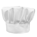 MBSIVSA Kochmütze Herren Damen, Kochmütze Weiß für Bäcker, Zuhause, Hotel, Restaurant, Koch Mütze, Chef, HatKüche Professionelle für Halloween Karneval Weihnachten Cosplay Koch(56-60 cm