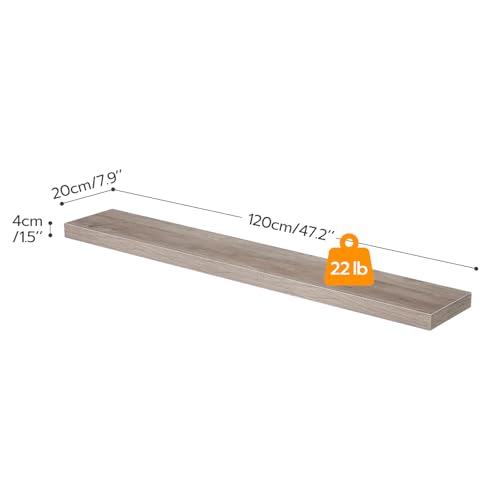 Image of HOOBRO Floating Shelves for Wall, Wall Mounted Shelf Set of 2, 47.2 inch Hanging Shelf with Invisible Brackets, for Wall Decor Storage in Bathroom Bedroom Kitchen Living Room Office, Greige BG120BJP201