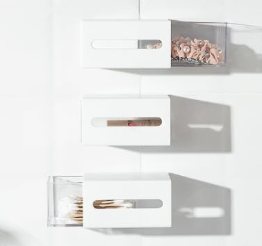 Cretosou Estantería flotante de pared, 3 cajones, blanca, para almacenamiento en pasillo, sala de estar, dormitorio, cocina 🔥