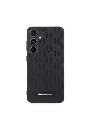CG MOBILE Karl Lagerfeld KLHCS24SSAKLHPK Coque pour S24 S921 Coque Rigide Noir Saffiano Mono Logo Métal