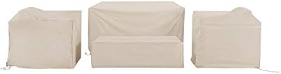 Crosley Furniture Patio Furniture Covers, Waterproof 4-Piece Cover Set for Outdoor Chairs, Loveseat, Table, Tan