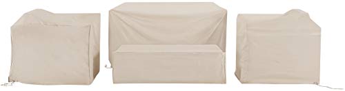 Crosley Furniture Patio Furniture Covers, Waterproof 4-Piece Cover Set for Outdoor Chairs, Loveseat, Table, Tan by Crosley Furniture - Used condition - US$48.56