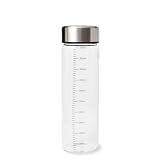 耐熱ガラス瓶 500ml| | 計量目盛付き スリム 液漏れ防止 密閉ボトル | 高ホウケイ酸ガラス製 ガラス保存瓶