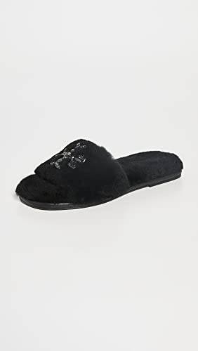 Tory Burch Women's Jeweled Shearling Slides, Perfect Black, 9 Medium Us #TOP15
