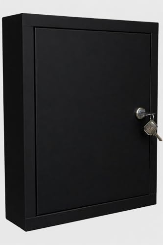 Image of Heavy Metal Keyholder Box Key Wall Box Storage Key Organizer Wall Mount Key Holder for Wall Size Large 13 * 11 * 3 inch (Black KEYHOLDER)