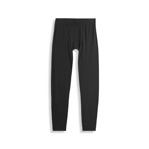 IBEX Woolies Pro Tech Merino Wool Base Layer Thermal Pants for Men | 3/4 Length Lightweight Long Johns Bottoms Ideal for Hiking, Travel & Winter Layering | Black (S)