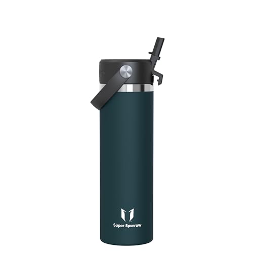 Sparrow Trinkflasche Edelstahl 750ml Thermosflasche mit Strohhalm Deckel – Ansicht 1