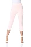 Elastisch Taille Roman Originals Damen Bengalin-Knöchelhose aus Stretch-Material - Damen mittellange Capri-Pull-on-Hosen - Sommer, Urlaub, tagsüber, Knöchelhose- 40 Farben,Pale Pink,48 (20)