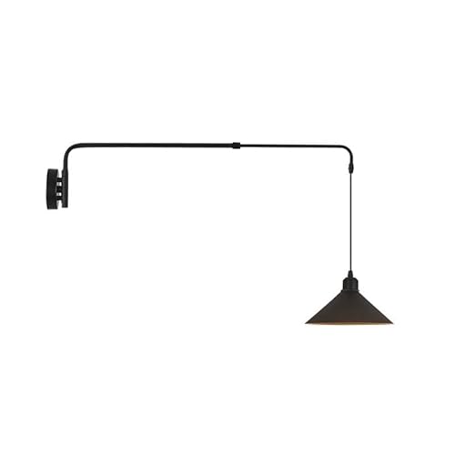 Aioneer Lampada da Parete Telescopica Rotante Industriale Mi con Braccio Oscillante Lungo A LED Nero, Applique da Parete per Interni, Studio, Comodino, Ristorante, GrandeA Large
