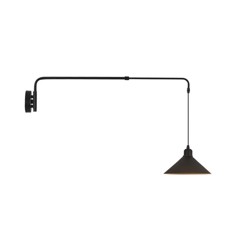 Aioneer Lampada da Parete Telescopica Rotante Industriale Mi con Braccio Oscillante Lungo A LED Nero, Applique da Parete per Interni, Studio, Comodino, Ristorante, GrandeA Large