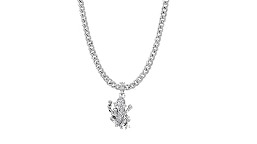 Image of Akshat Sapphire Sterling Silver (92.5% purity) God Ganesha Chain Pendant for Men & Women Pure Silver Lord Ganapathy Chain Locket