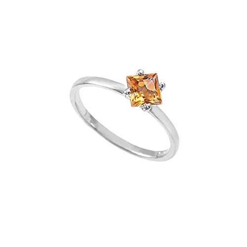 Bague citrine argent sterling 925 anti-ternissement taille 52.75