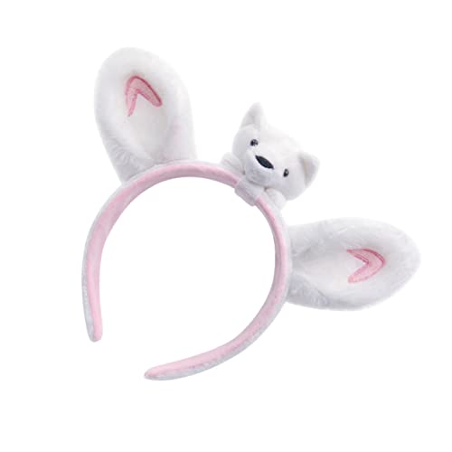 Beavorty 1個 創造的な帽子 新生児カチューシャ弓 うさ耳カチューシャ 女の子 しっぽ ベビーボウ で覆われた うさぎ ウサギの耳 ヘア の ヘアフープ 白い