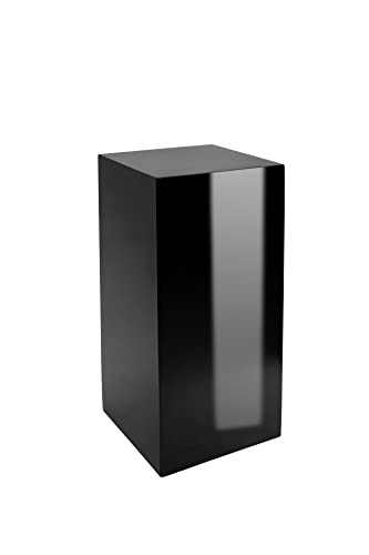VIVANNO Podest Deko-Säule Stele Blumenständer Fiberglas Schwarz Hochglanz 30x30x60