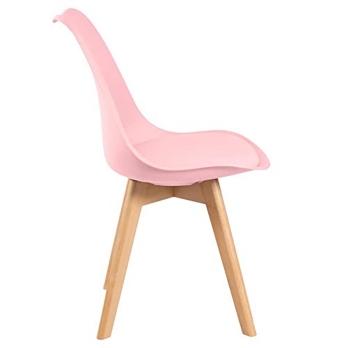 Loft7, Cadeira Leda Com Assento Estofado, Encosto De Polipropileno E Pés De Madeira Natural, Elegante Sala De Jantar Cozinha Bar... glide