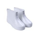 Warmhm Regenschuhe rutschfeste Gefütterte Flache Weiß Tragbare Säurebeständige Alkalibeständige Stiefel für Historische Gebäude Hotels Medizinische Einrichtungen