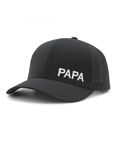 HAFOUXIGM Papa Quick Dry Trucker Hat for Men Gifts for Papa Grandpa Husband from Daughter Son Wife Black