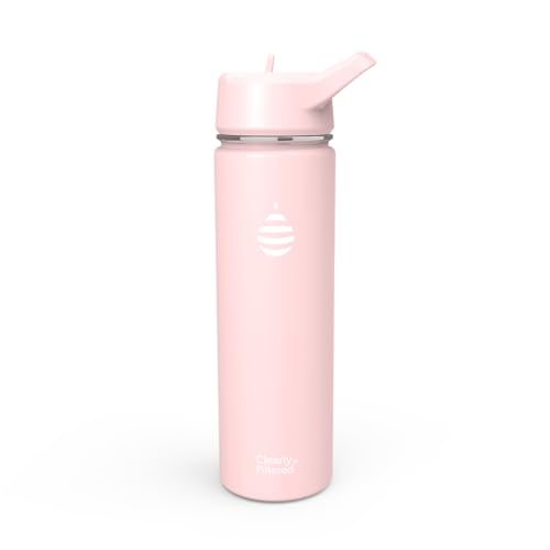 Clearly Filtered Water Bottle | Removes 220+ Contaminants, Double-Wall Insulated Stainless Steel, BPA/BPS Free, Phthalate Free, Filters Flouride Lead Chlorine (20oz, Blush)